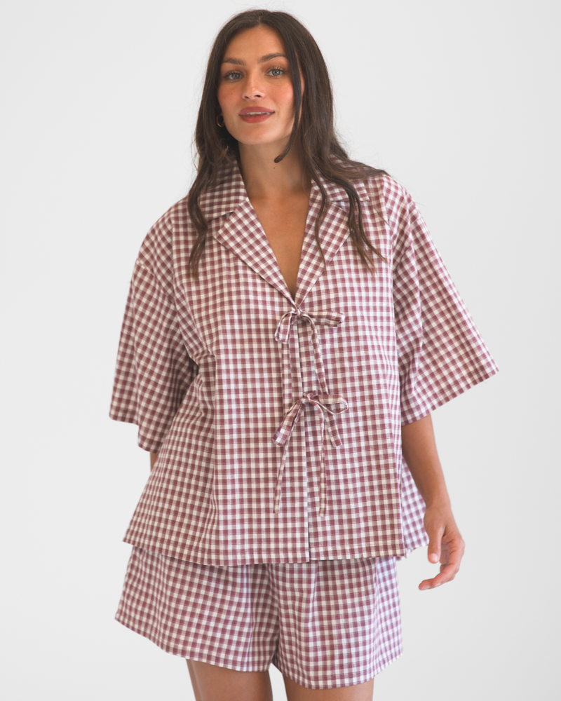 Billie Shirt | Wine Gingham