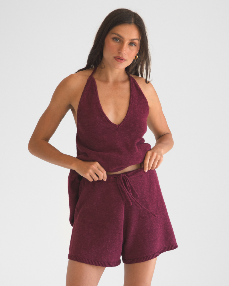 Angela Knit Shorts | Wine