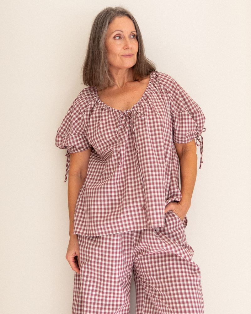 Harvey top | Wine Gingham