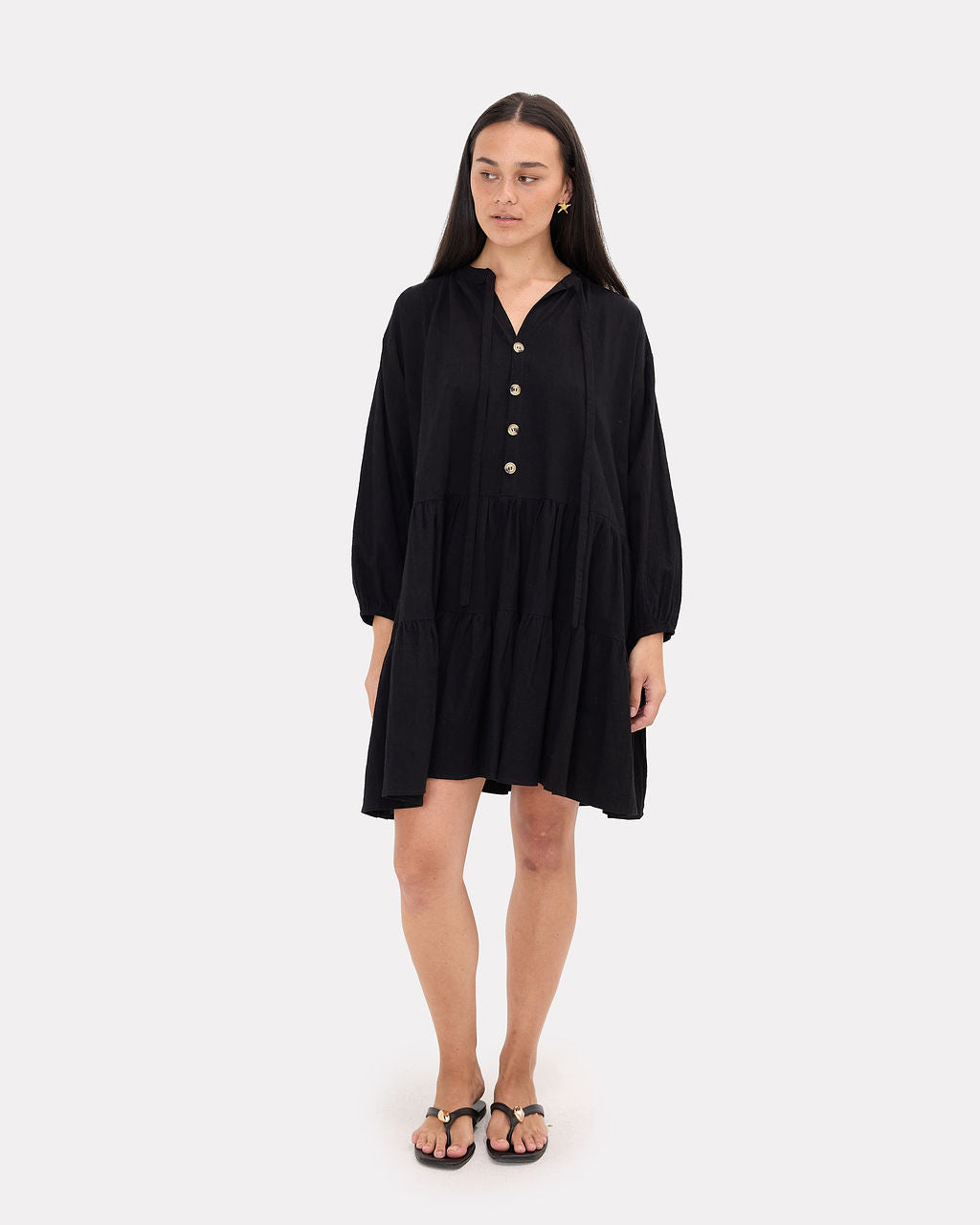Avalon Smock in Black - Maternity & Postpartum Friendly - The Lullaby Club