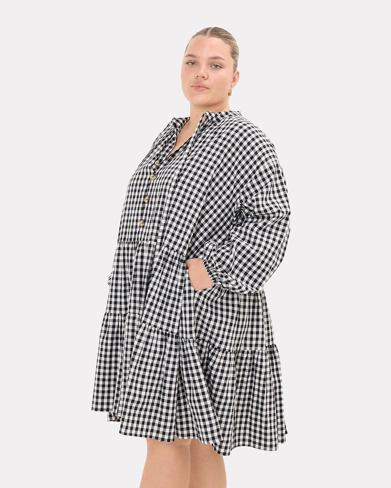 FINAL SALE | Avalon Smock Dress | Black Gingham