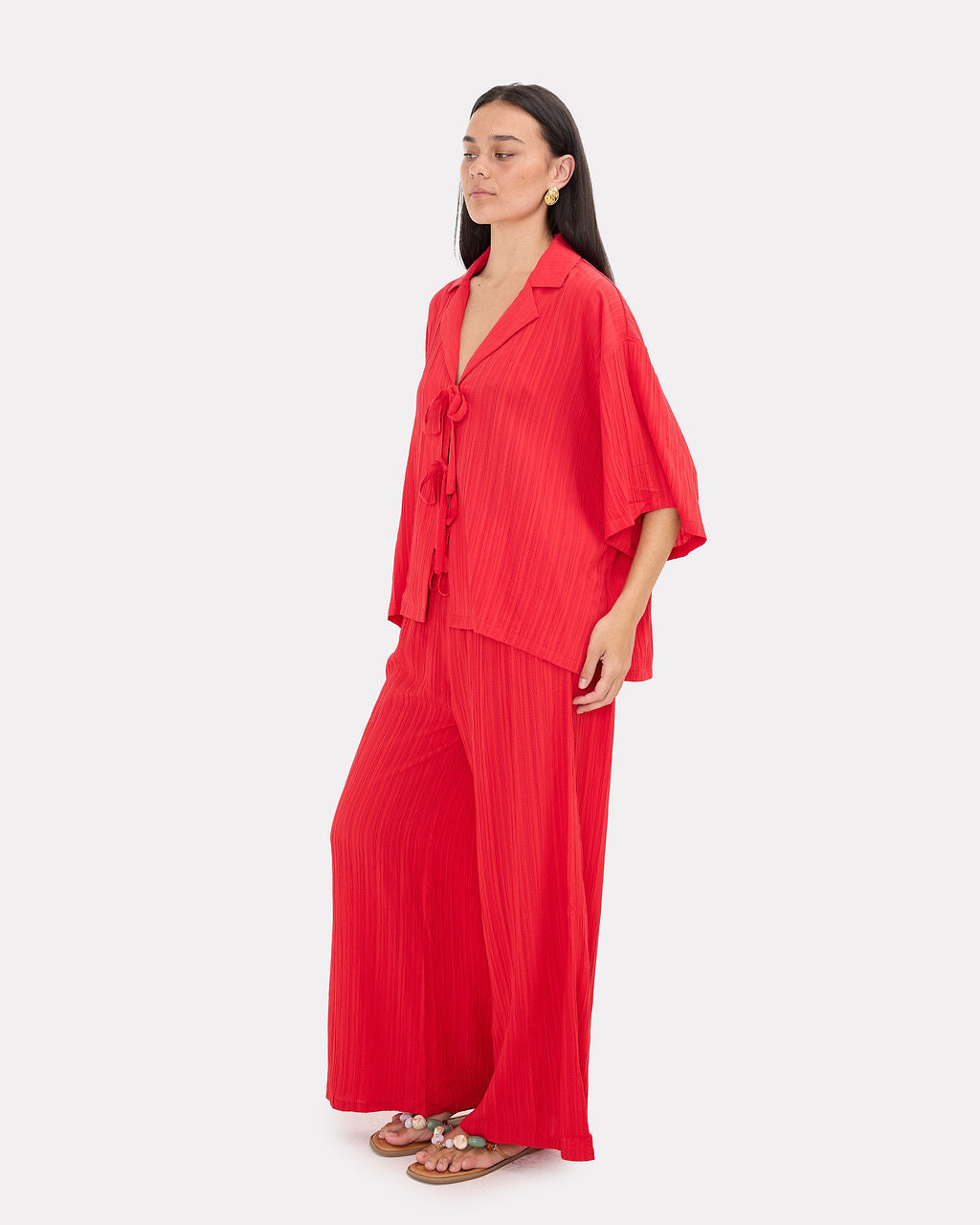 Billie Shirt in Red Crepe - Size Inclusive AU 6-26 - The Lullaby Club