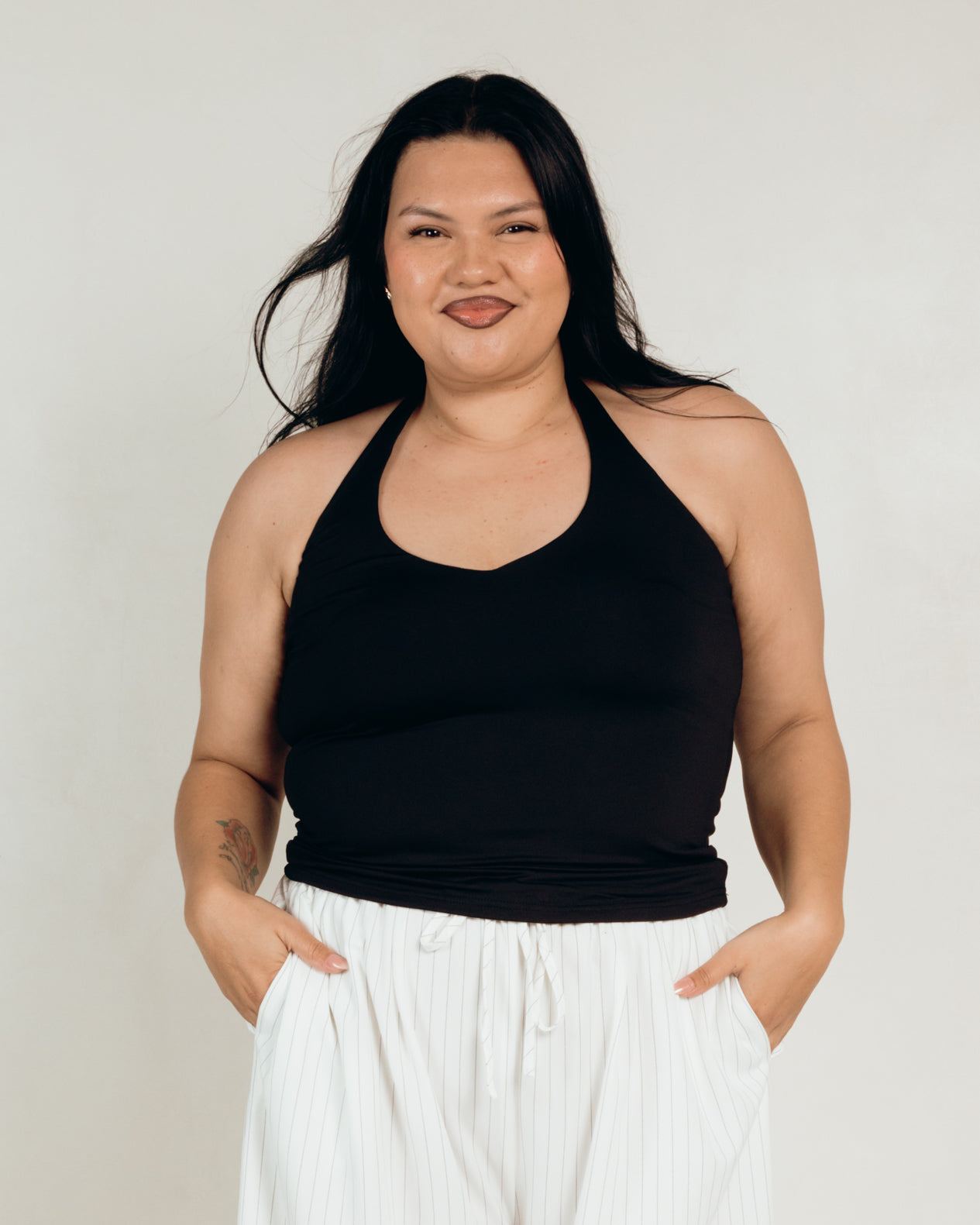 Butter Halter in Black - Maternity & Postpartum Friendly Basics - The Lullaby Club