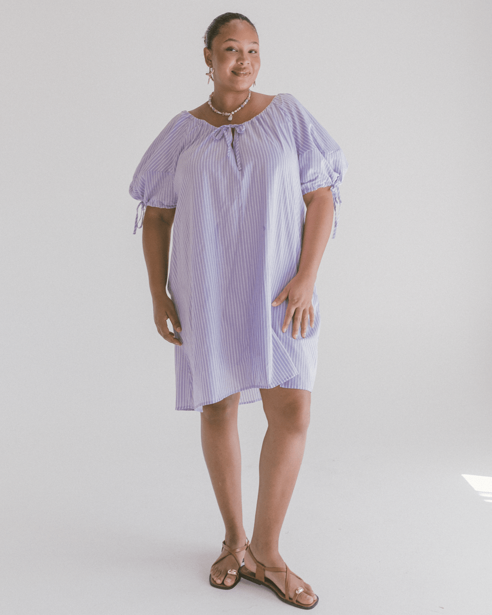 Harvey Mini Dress - Purple Stripe | Size-Inclusive Maternity Wear