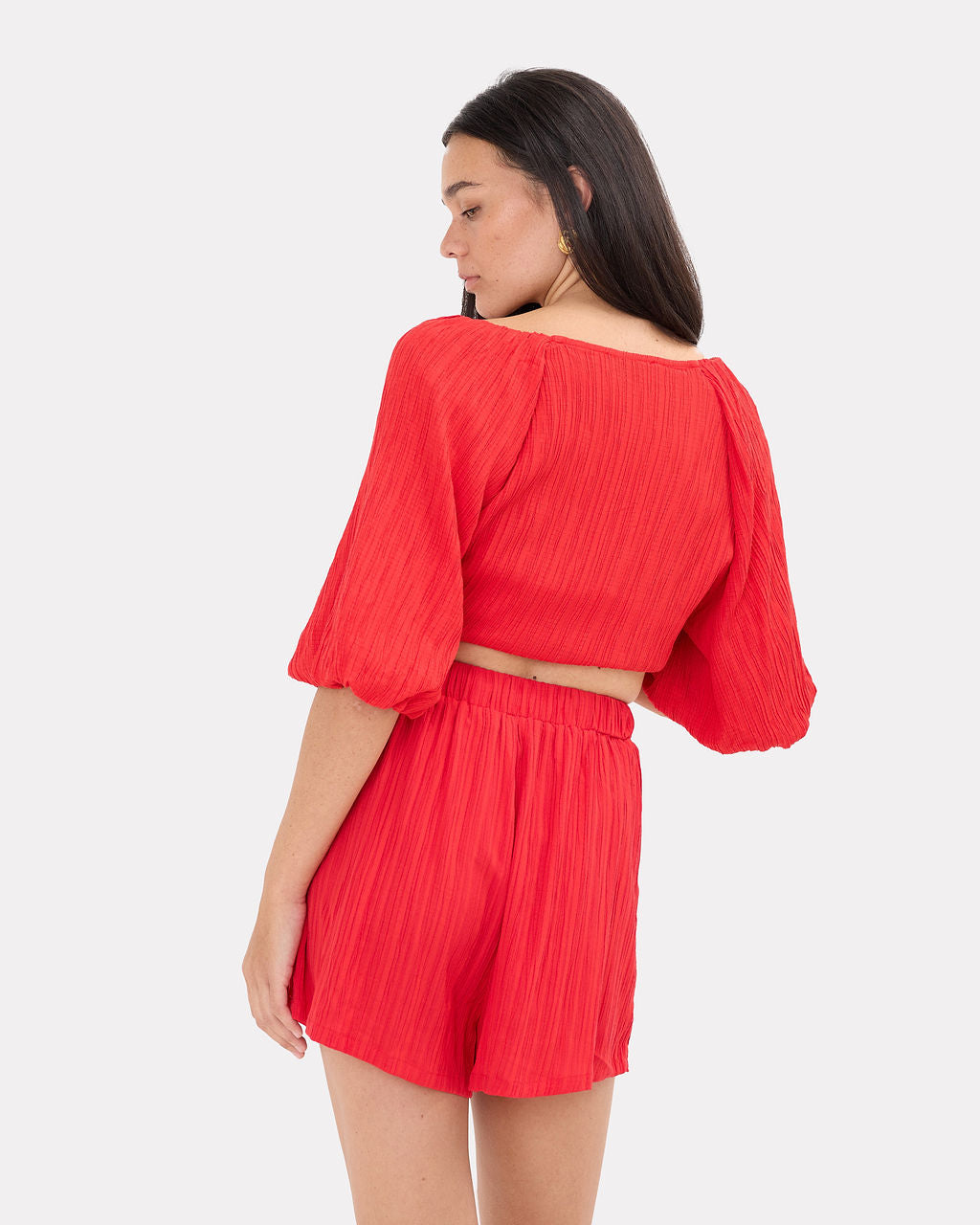 Matilda Shorts in Red Crepe - Extended Size Range AU 6-26 - The Lullaby Club