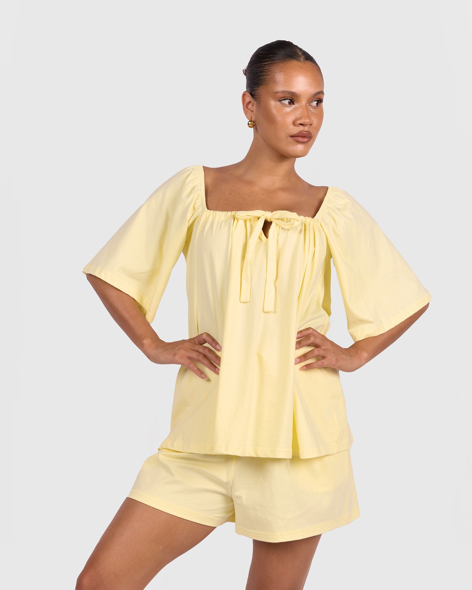 Ocean PJ Top in Lemon - Size Inclusive AU 6-26 - The Lullaby Club