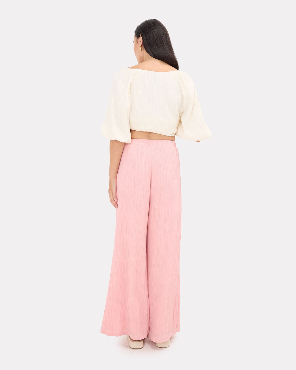 Posey Pants in Pink Crepe - Adjustable Elastic Waistband - The Lullaby Club