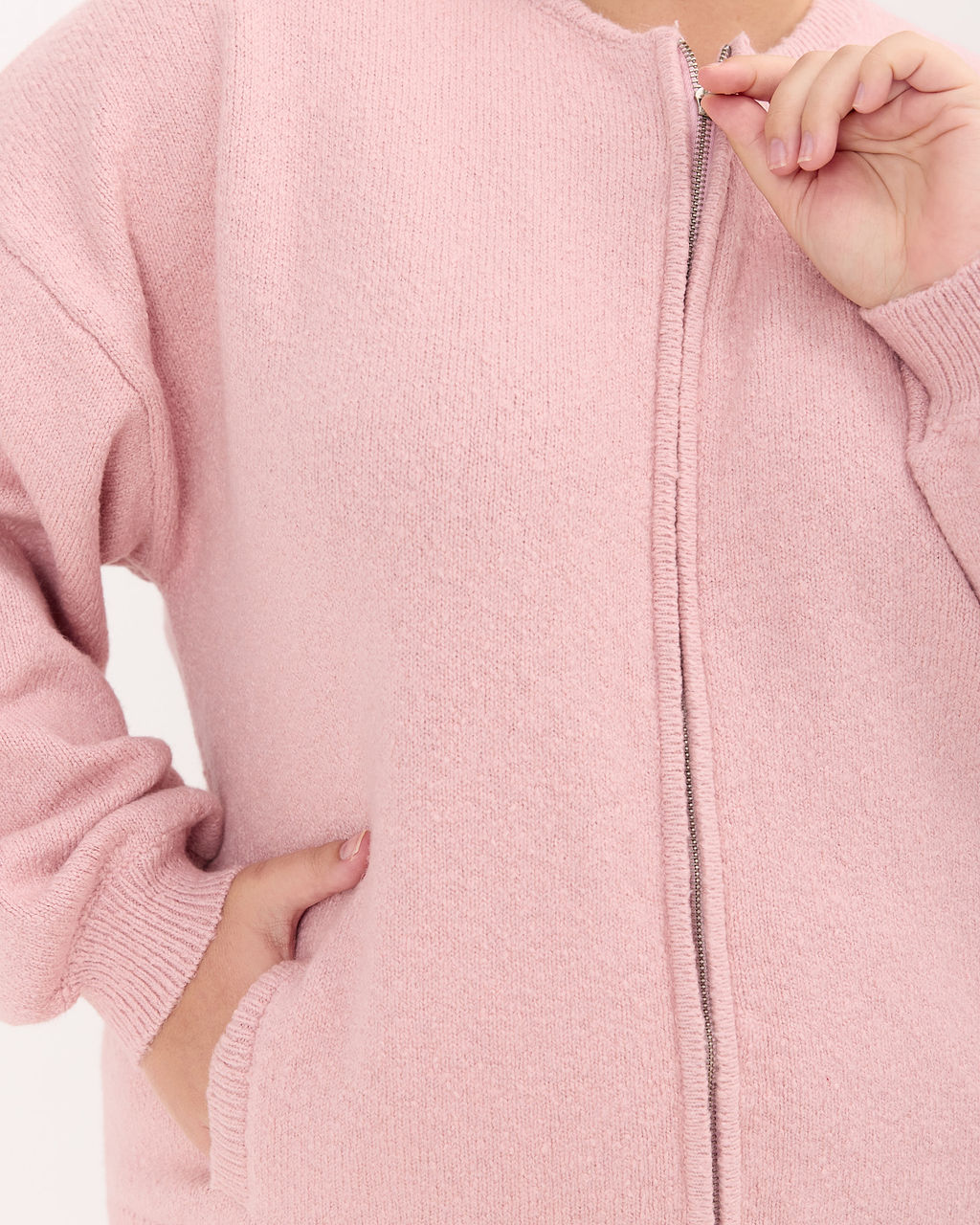 Sophie Knit Bomber in Dusty Rose | Functional Cozy Knitwear | The Lullaby Club