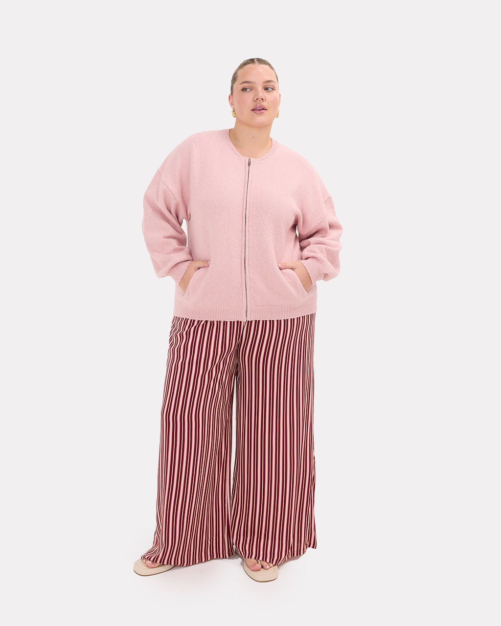 Sophie Knit Bomber in Dusty Rose | Functional Pockets | The Lullaby Club