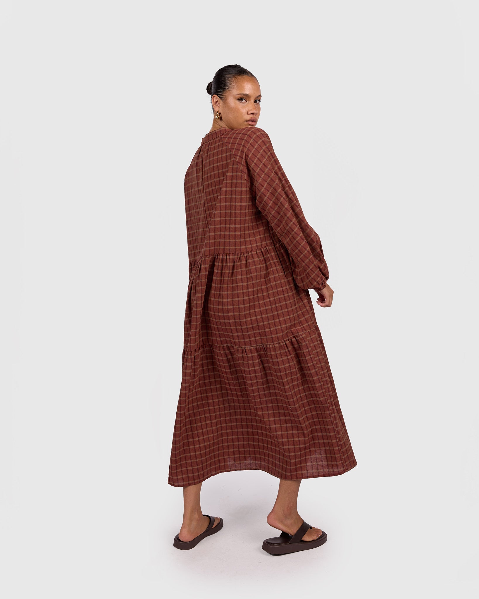 Maxi Avalon Smock in Maple Gingham | Breastfeeding Friendly Maxi