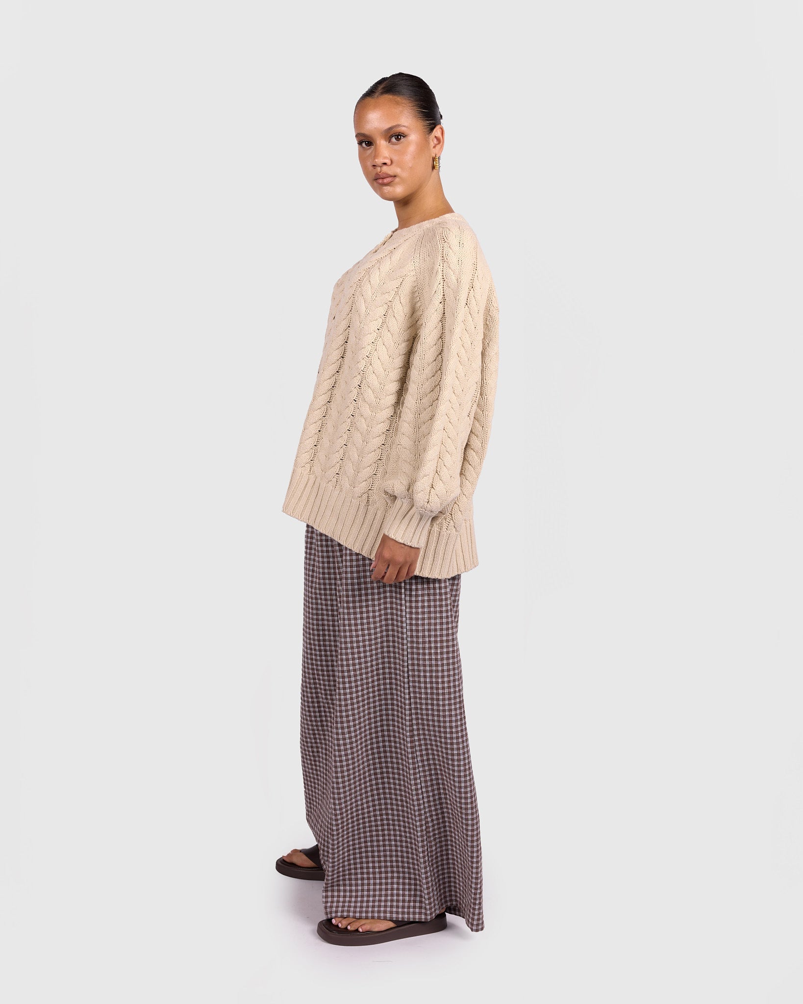 Georgia Knit Cardi in Beige | Breastfeeding Friendly Women's