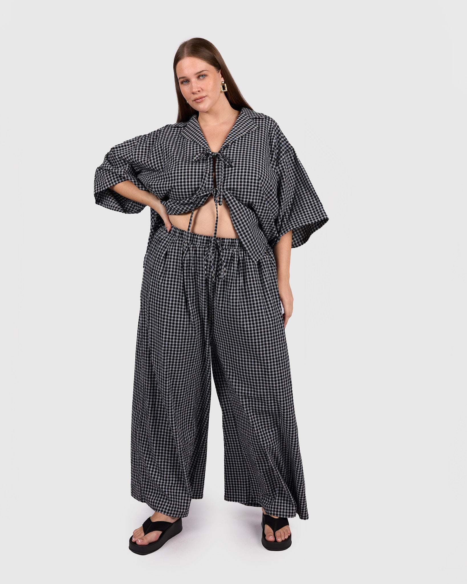 Posey Pants in Midnight Gingham | Women's Wide Leg Pants AU Sizes Posey Pants in Midnight Gingham | Women's Wide Leg Pants AU Sizes