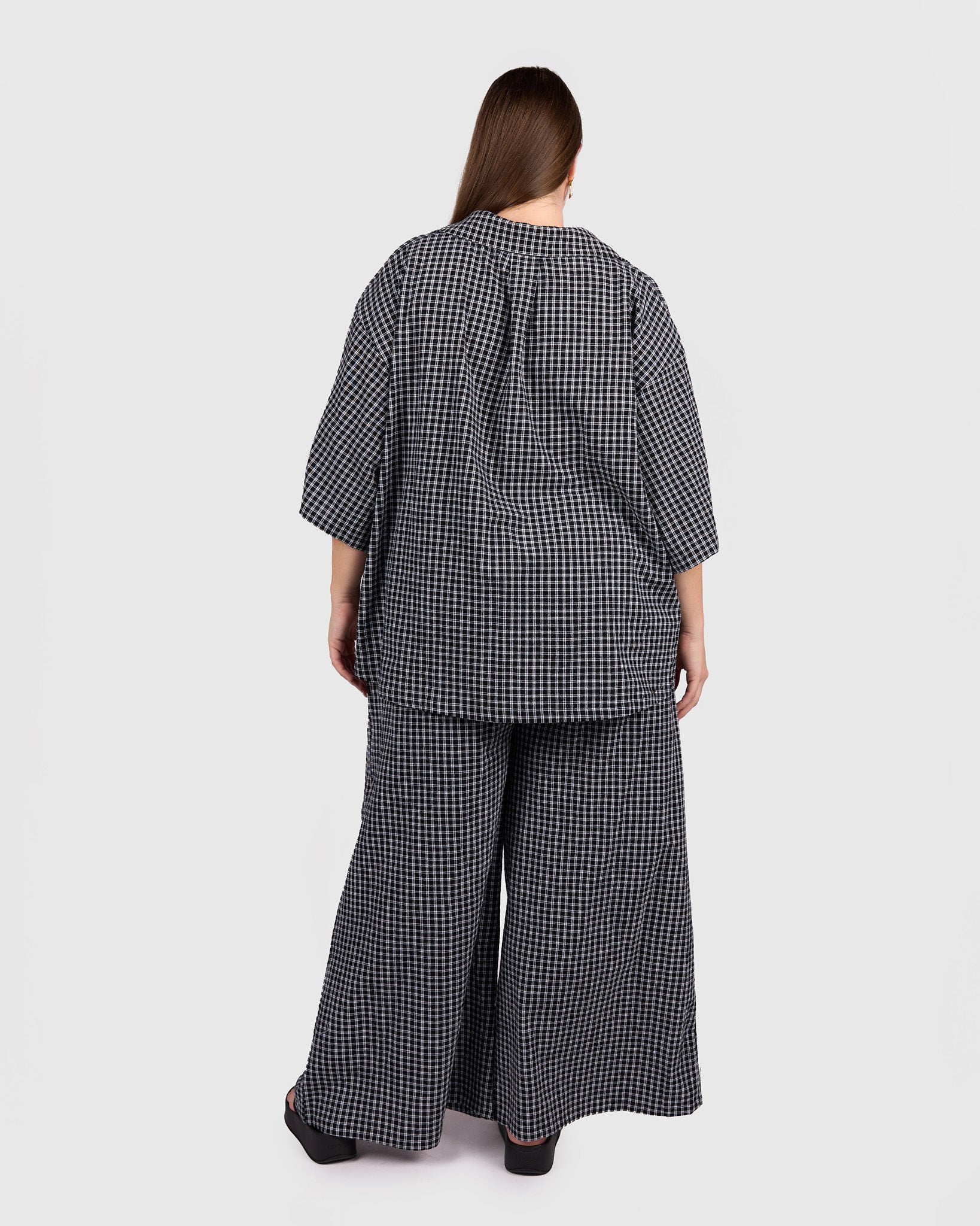 Posey Pants in Midnight Gingham | Women's Wide Leg Pants AU Sizes