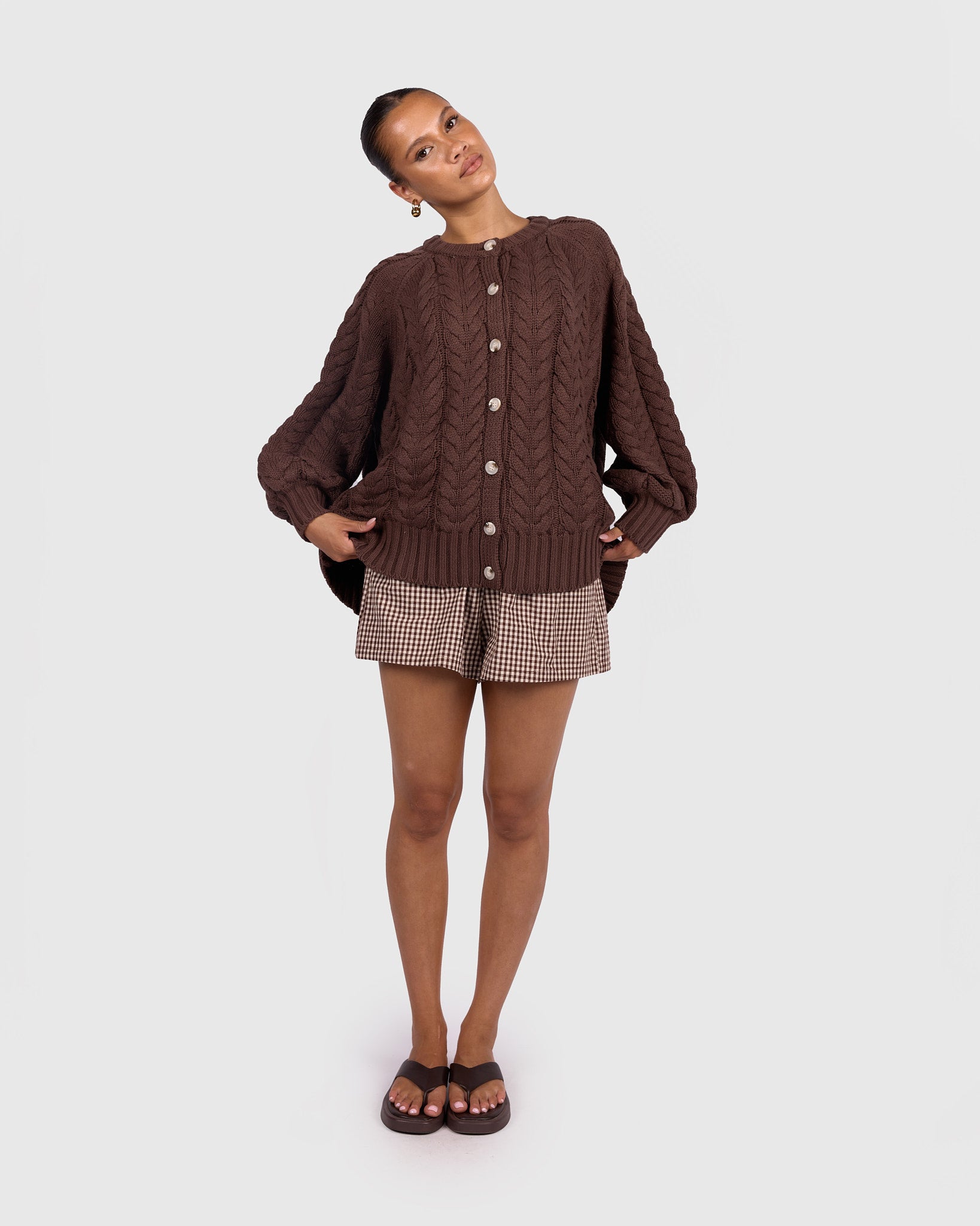 Georgia Knit Cardi in Chocolate | Breastfeeding Friendly Women's