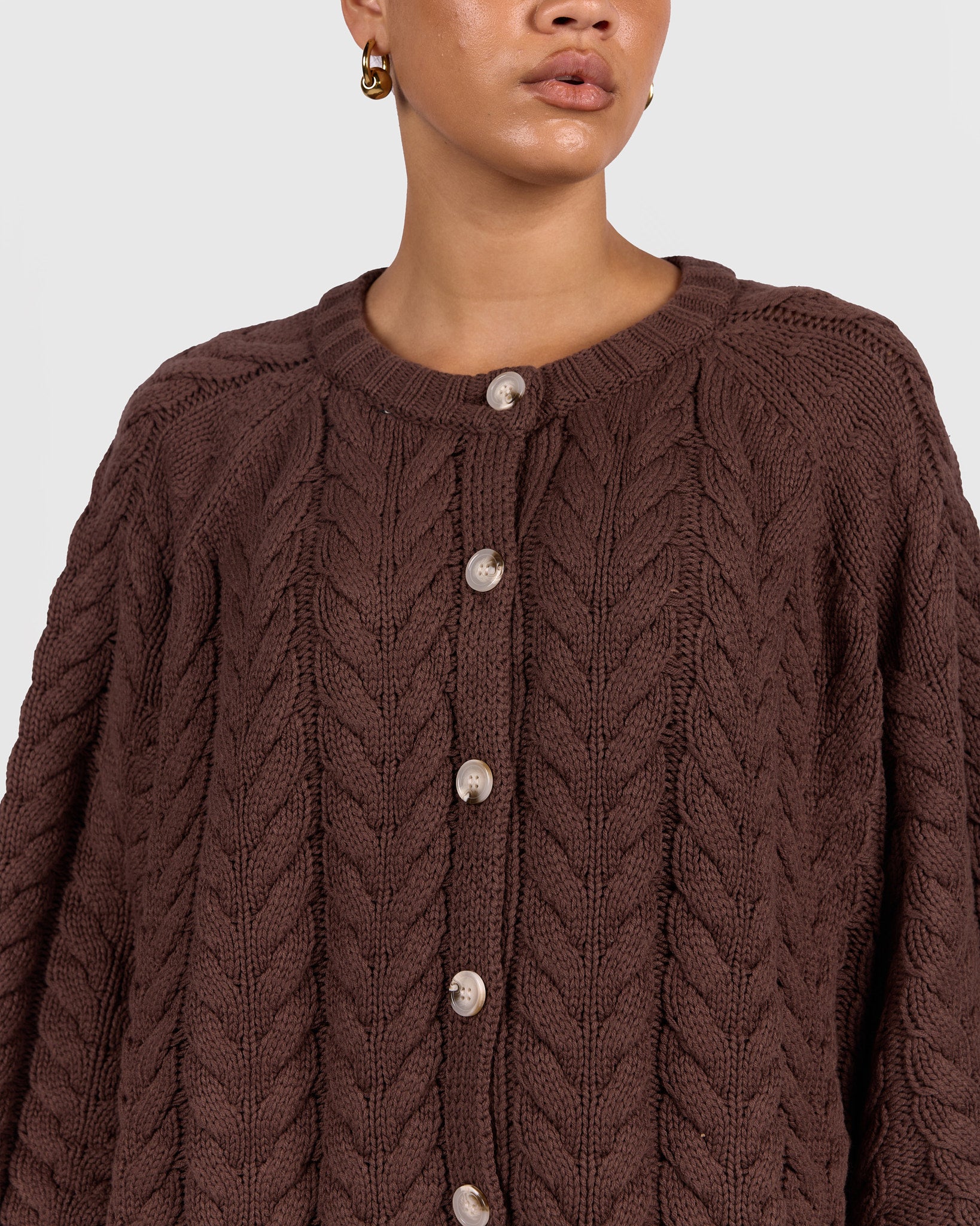 Georgia Knit Cardi in Chocolate | Breastfeeding Friendly Women's