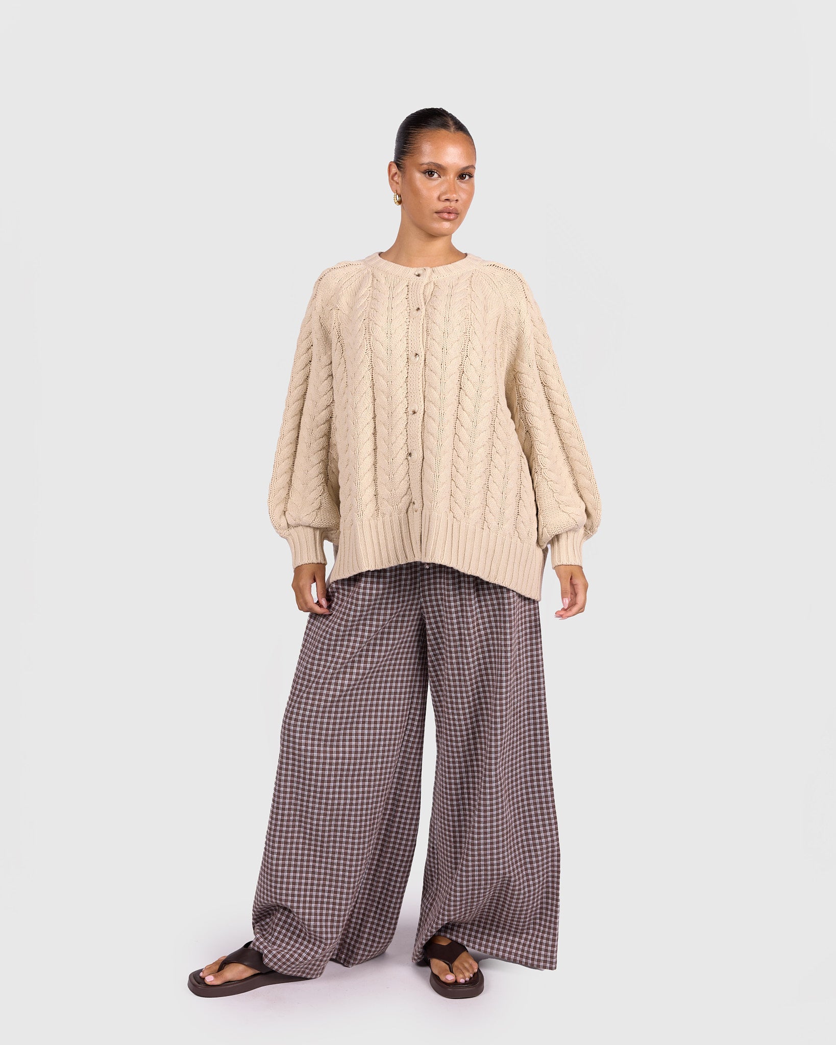 Georgia Knit Cardi in Beige | Breastfeeding Friendly Women's