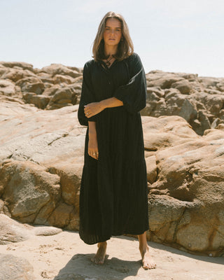 Maxi Ruby Smock Dress | Black Crepe