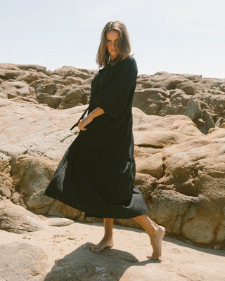 Maxi Ruby Smock Dress | Black Crepe