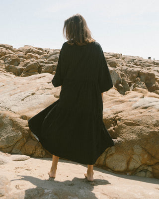 Maxi Ruby Smock Dress | Black Crepe