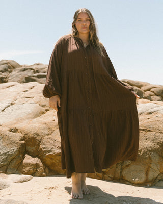 Maxi Ruby Smock Dress | Brown Crepe