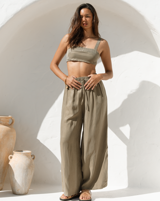Enya Pants & Crop Set | Olive