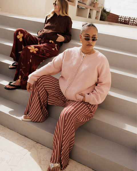 Sophie Knit Bomber — Dusty Rose | Zip Through Knit Cardigan