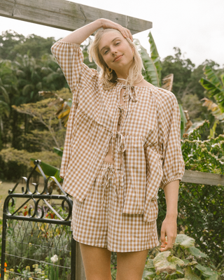 Florence Top | Caramel Gingham