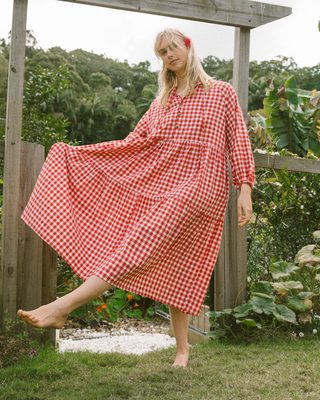 Maxi Avalon Smock Dress | Red Gingham