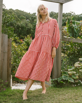 Maxi Avalon Smock Dress | Red Gingham