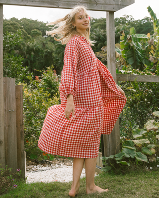 Maxi Avalon Smock Dress | Red Gingham