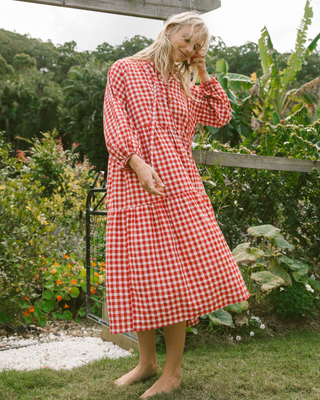 Maxi Avalon Smock Dress | Red Gingham