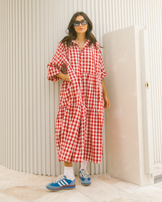 Maxi Avalon Smock Dress | Red Gingham