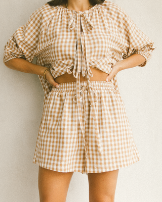 Florence Top | Caramel Gingham