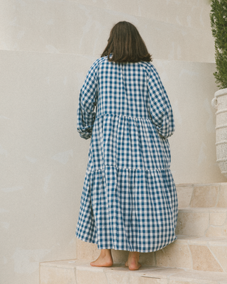 Maxi Avalon Smock Dress | Blue Gingham