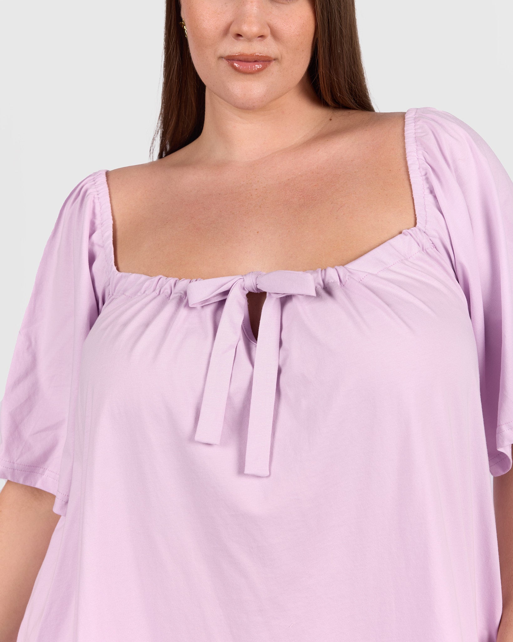 Breastfeeding access of lilac purple cotton nightie