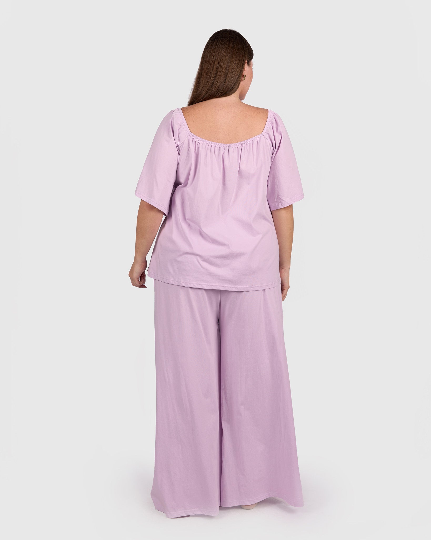 Back of light purple cotton pyjama.