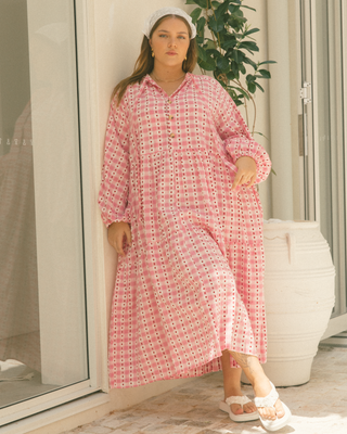 Maxi Avalon Smock Dress | Gingham Hearts