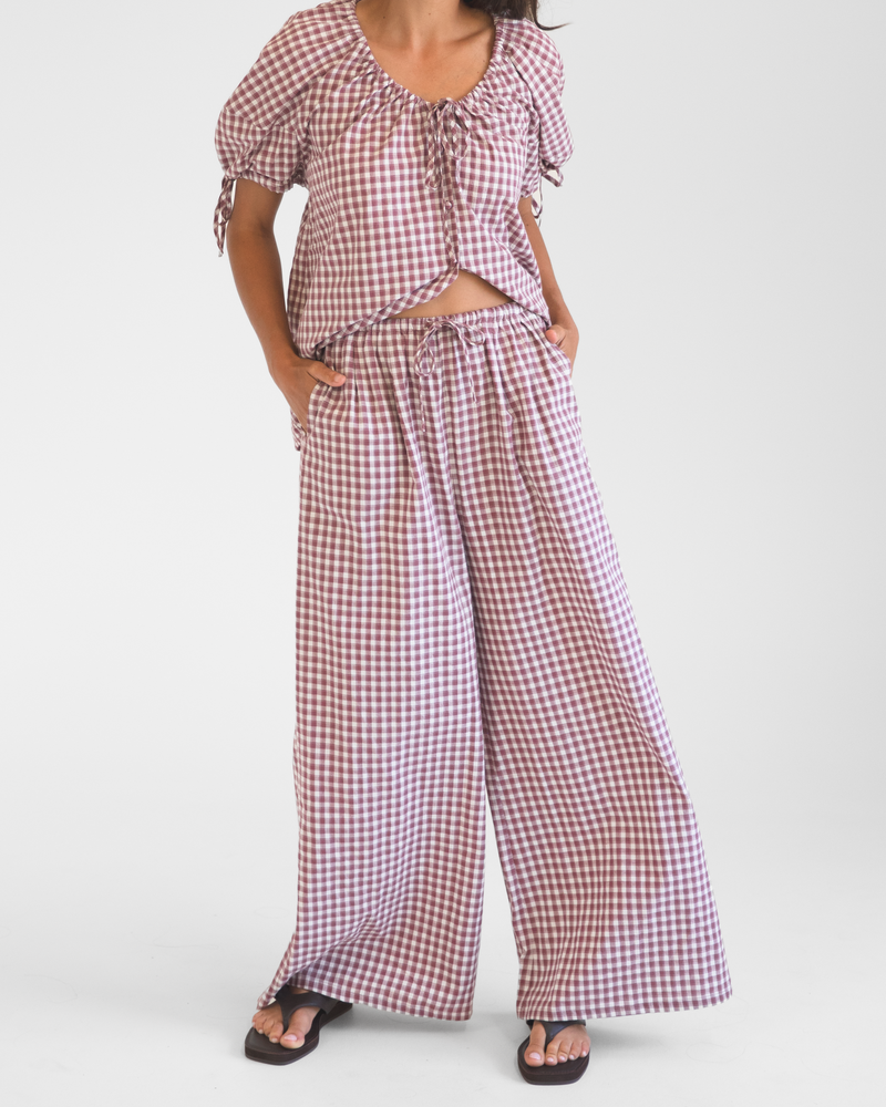 Lola Pants | Wine Gingham