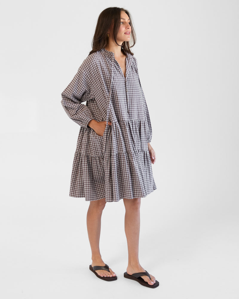 Avalon Smock Dress | Walnut gingham
