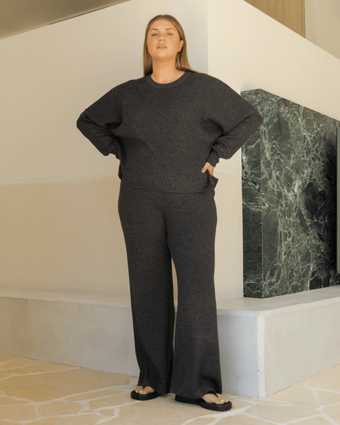 Alex Knit Pants - Dark Grey Marle | Relaxed Maternity & Lounge