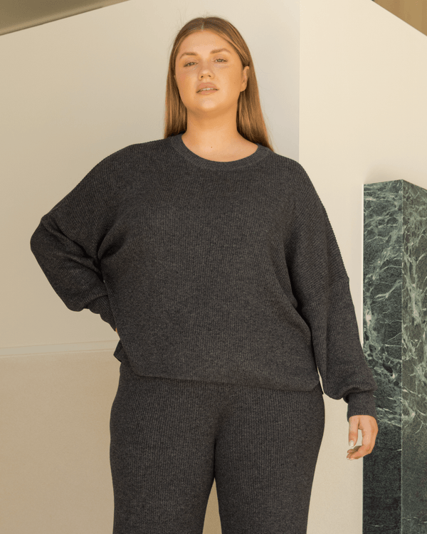 Alex Knit Sweater | Dark Grey Marle