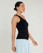 Butter One Shoulder Top in Black - Maternity Friendly Basics - The Lullaby Club
