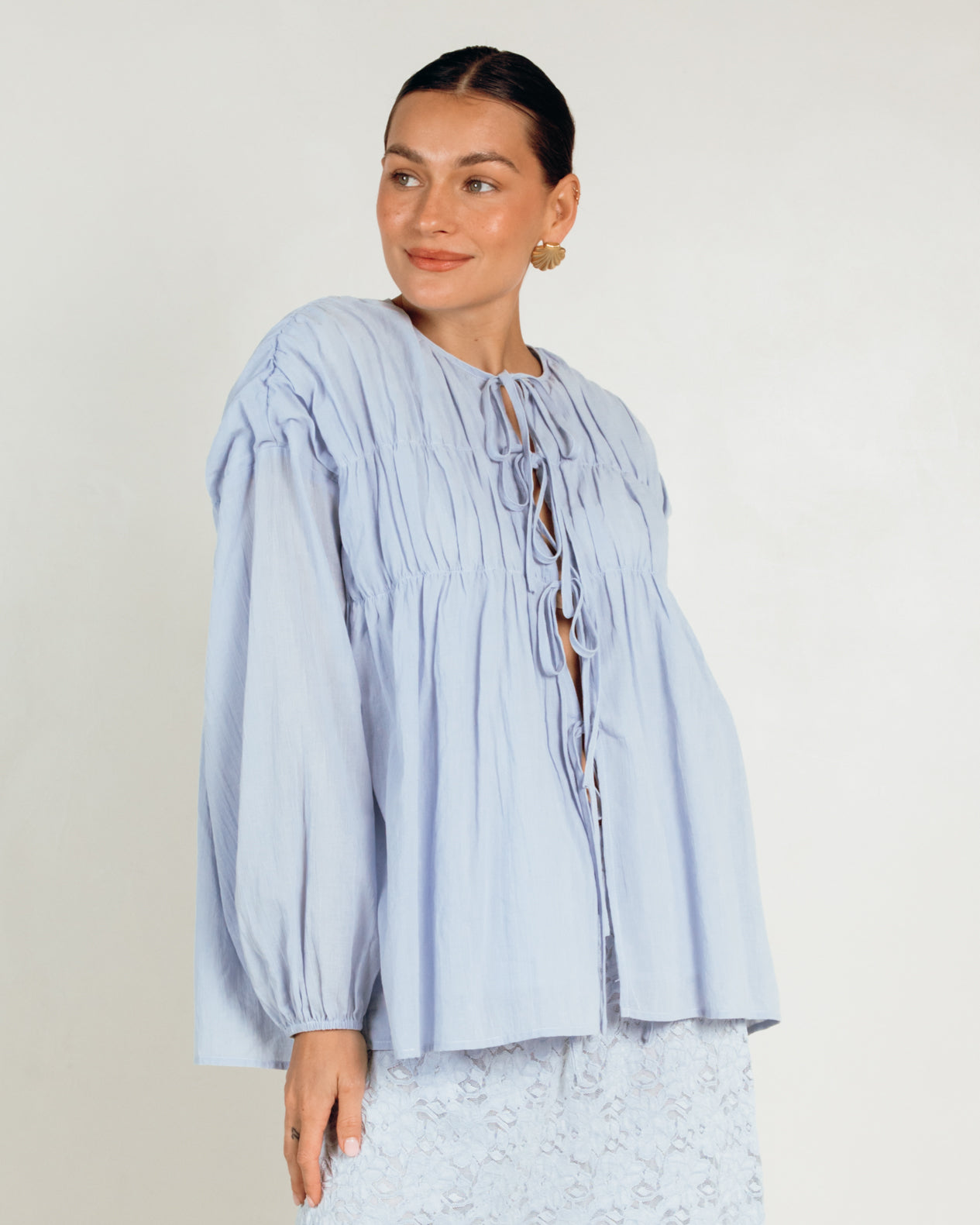 Daisy Smock Top in Powder Blue | Breastfeeding Friendly Women's