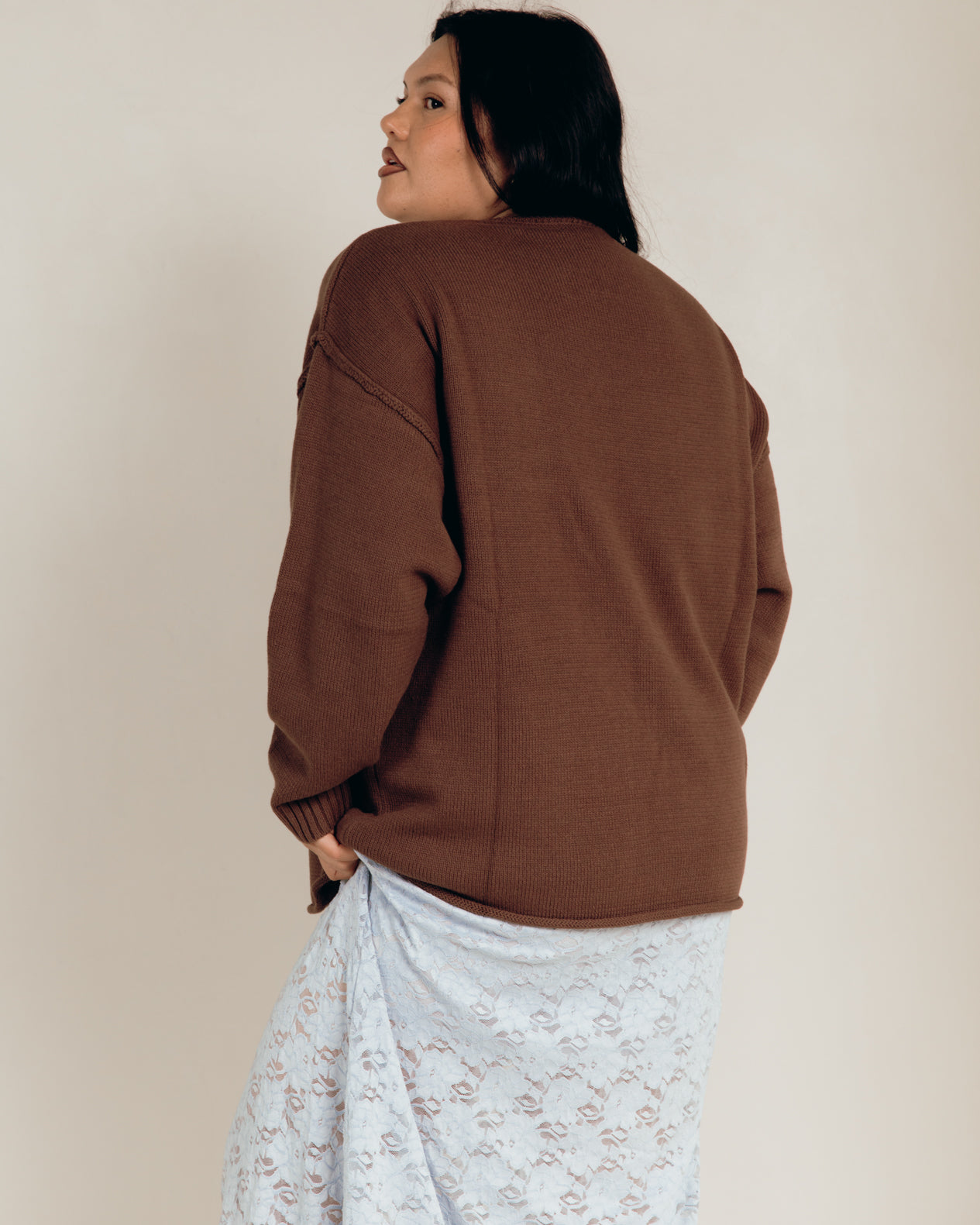Ellie Knit Jumper in Chocolate - Oversized Chocolate Knit Jumper - The Lullaby Club