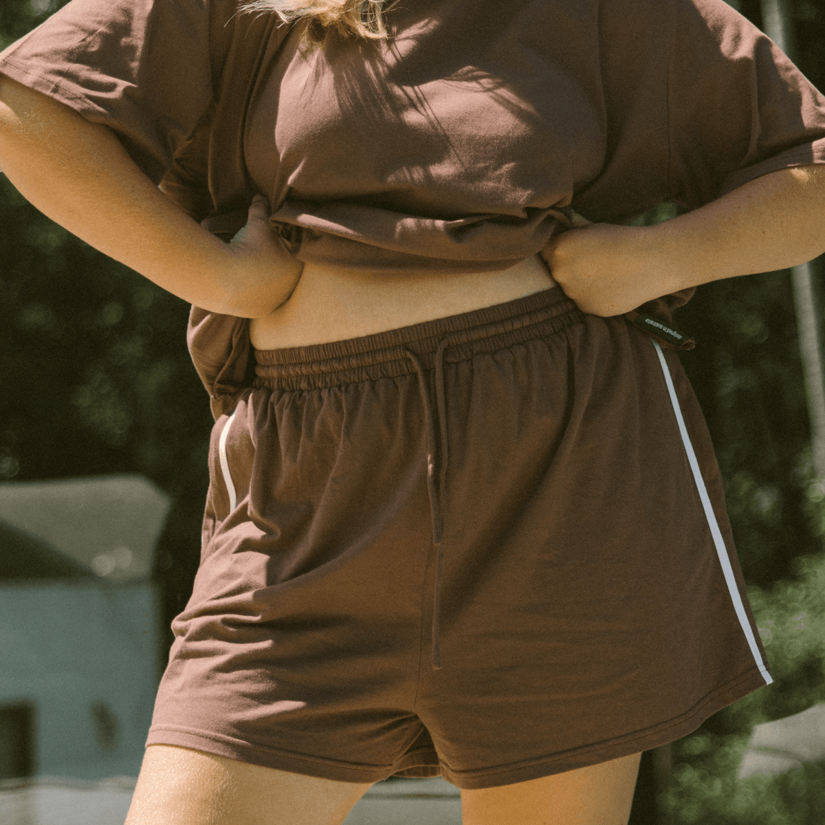 Essentials Shorts Brown & White | Relaxed Stretchy Loungewear, Size-Inclusive