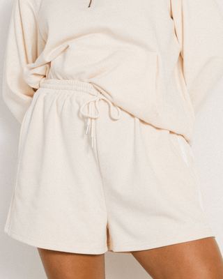 Essentials Track Shorts | Beige & White