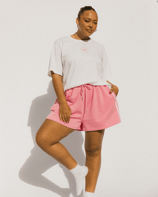 Essentials Track Shorts | Pink & White