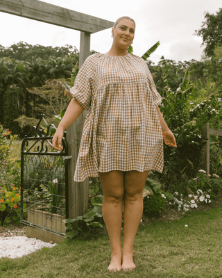 Florence Mini Dress | Caramel Gingham