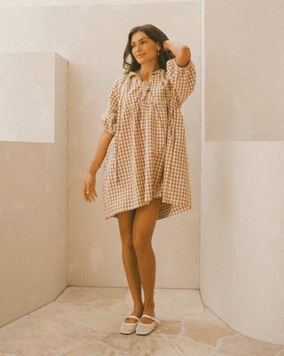 Florence Mini Dress | Caramel Gingham