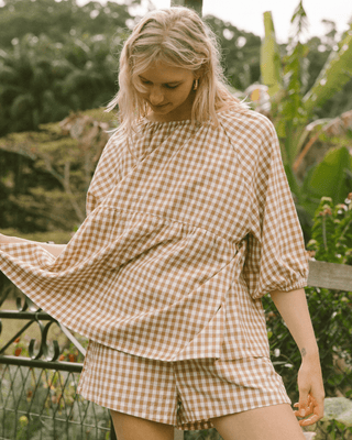 Florence Top | Caramel Gingham